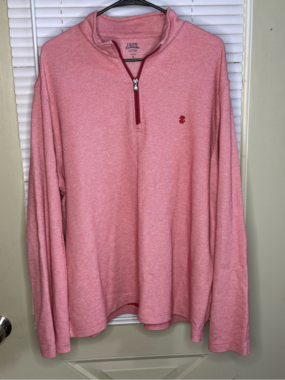 Izod Men’s Heather Pink Quarter-Zip Pullover Sweater size XL